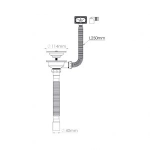 LAVELLA 3 ½ Flexible Siphon sizes with Drain-Overflow Ø32 11-1247-080