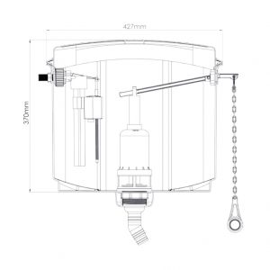 Wall hung toilet reservoir technique drawing
